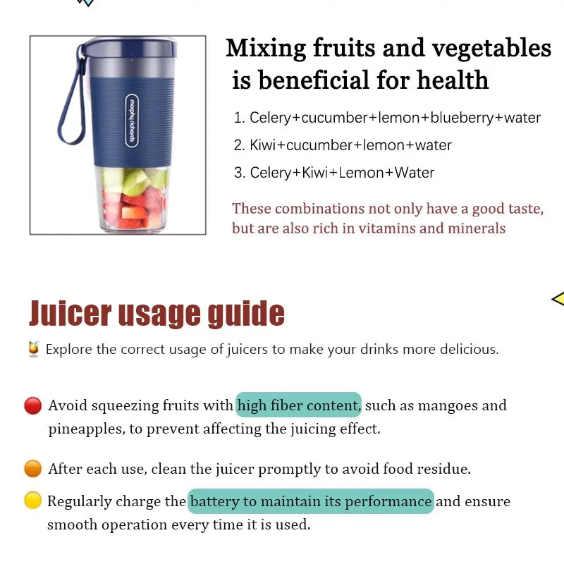 USB Rechargeable Portable Smoothies Blender & Juicer, Fruit & Vegetable Juicer, Household Kitchen Appliances for Home Outdoor Use, Ice Maker Machine, Blender for Shakes, USB Rechargeable Blenders