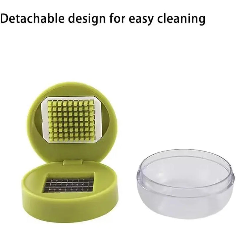 Effortless Garlic Mincer & Press - Manual Stainless Steel Chopper with Handy Storage Container in Vibrant Green
