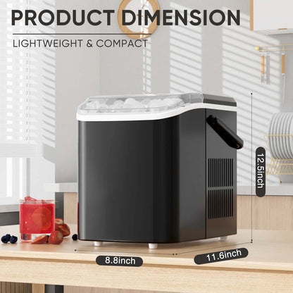 Ultimate Bullet Ice Maker - Compact, Self-Cleaning Countertop Machine Producing 26.5Lbs of Ice Daily with Quick 6-Minute Freeze Time and Two Cube Sizes, Includes Scoop & Storage Basket