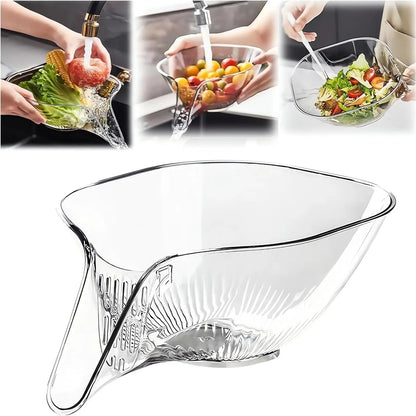 Revolutionize Your Kitchen Routine with the Multifunctional Drain Basket & Spout - Perfect for Washing Fruits and Vegetables!