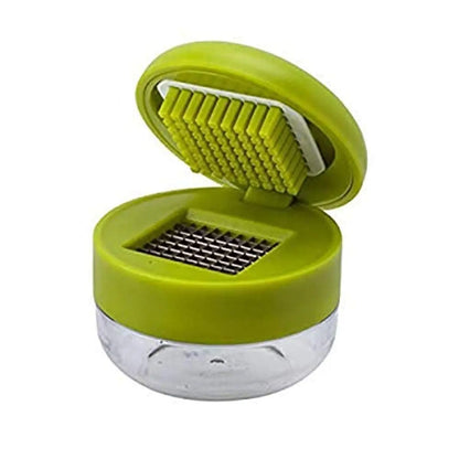 Effortless Garlic Mincer & Press - Manual Stainless Steel Chopper with Handy Storage Container in Vibrant Green