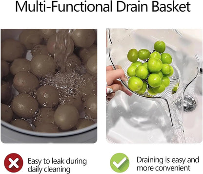 Multifunktionaler Abtropfkorb mit Ausguss – ideal zum Waschen von Obst und Gemüse