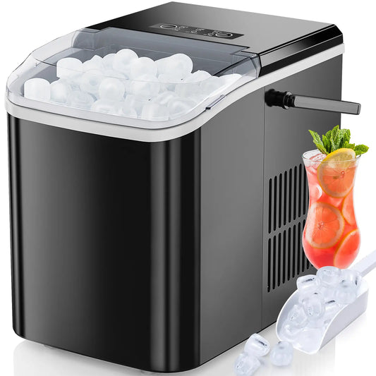 Ultimate Bullet Ice Maker - Compact, Self-Cleaning Countertop Machine Producing 26.5Lbs of Ice Daily with Quick 6-Minute Freeze Time and Two Cube Sizes, Includes Scoop & Storage Basket