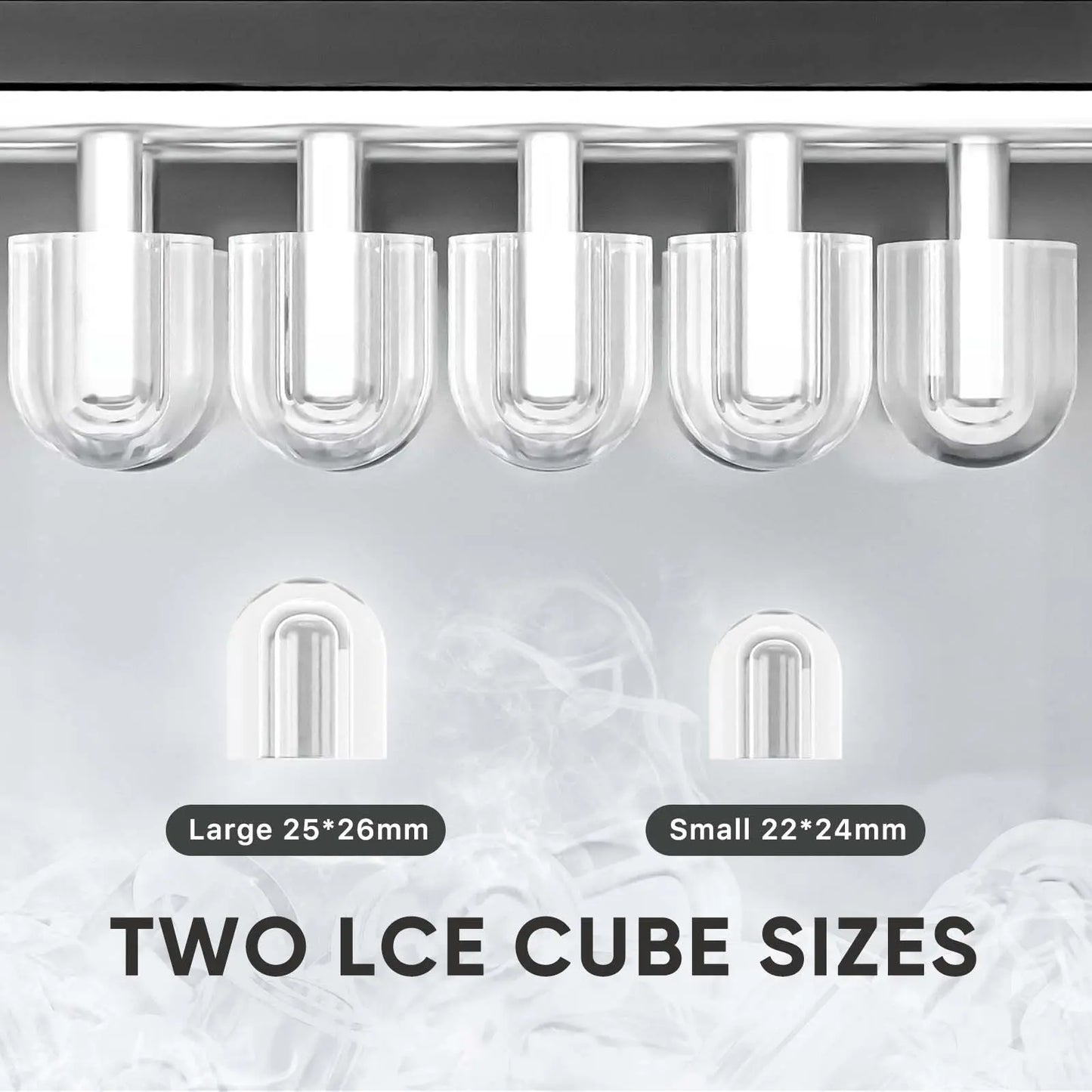Ultimate Bullet Ice Maker - Compact, Self-Cleaning Countertop Machine Producing 26.5Lbs of Ice Daily with Quick 6-Minute Freeze Time and Two Cube Sizes, Includes Scoop & Storage Basket