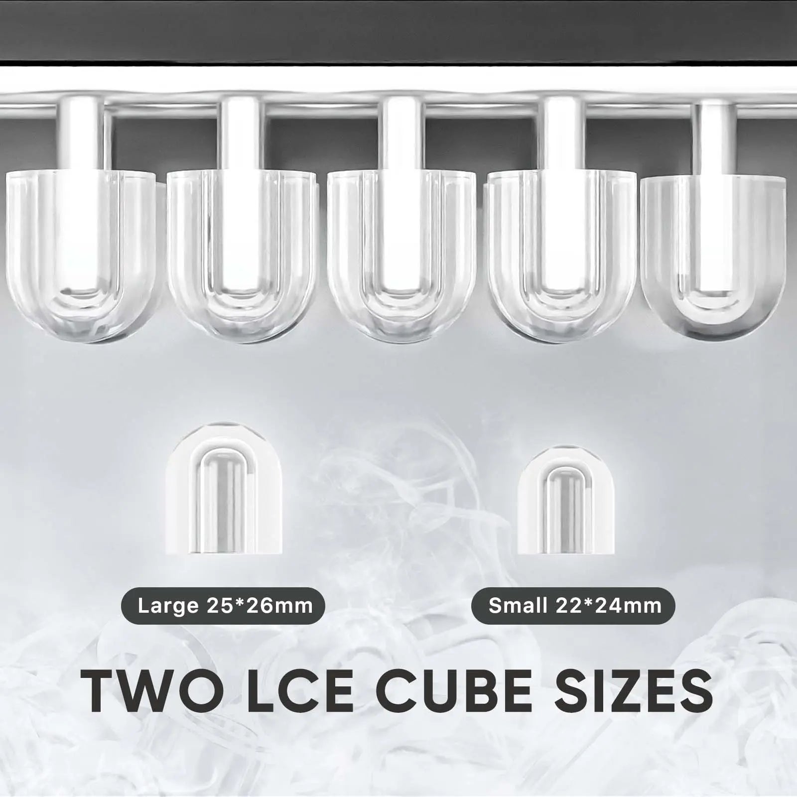 Ultimate Bullet Ice Maker - Compact, Self-Cleaning Countertop Machine Producing 26.5Lbs of Ice Daily with Quick 6-Minute Freeze Time and Two Cube Sizes, Includes Scoop & Storage Basket