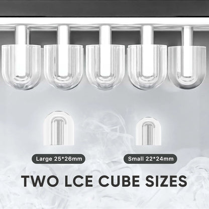 Ultimate Bullet Ice Maker - Compact, Self-Cleaning Countertop Machine Producing 26.5Lbs of Ice Daily with Quick 6-Minute Freeze Time and Two Cube Sizes, Includes Scoop & Storage Basket