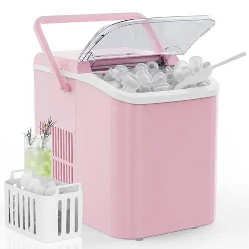Ultimate Bullet Ice Maker - Compact, Self-Cleaning Countertop Machine Producing 26.5Lbs of Ice Daily with Quick 6-Minute Freeze Time and Two Cube Sizes, Includes Scoop & Storage Basket