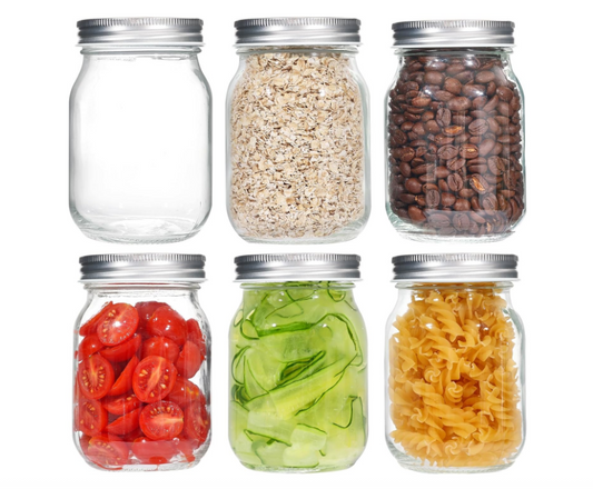 Pack of 6 Preserving Jars, 500 Ml Airtight Preserving Jars with Screw Lid, Jam