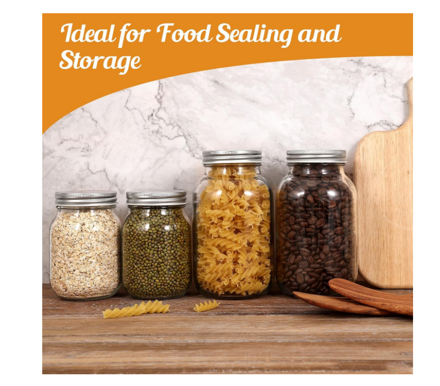 Pack of 6 Preserving Jars, 500 Ml Airtight Preserving Jars with Screw Lid, Jam